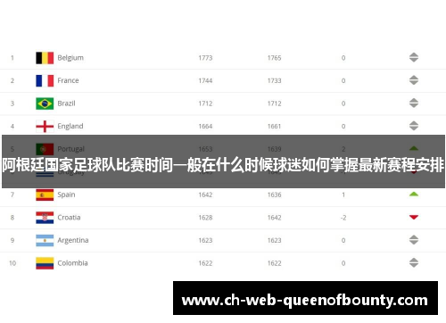阿根廷国家足球队比赛时间一般在什么时候球迷如何掌握最新赛程安排